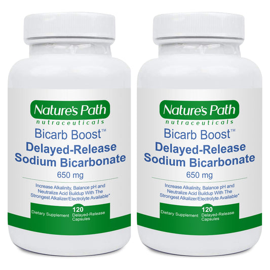 Nature's Path Nutraceuticals sodium bicarbonate 650mg tablets bottle supports hydration during workouts.