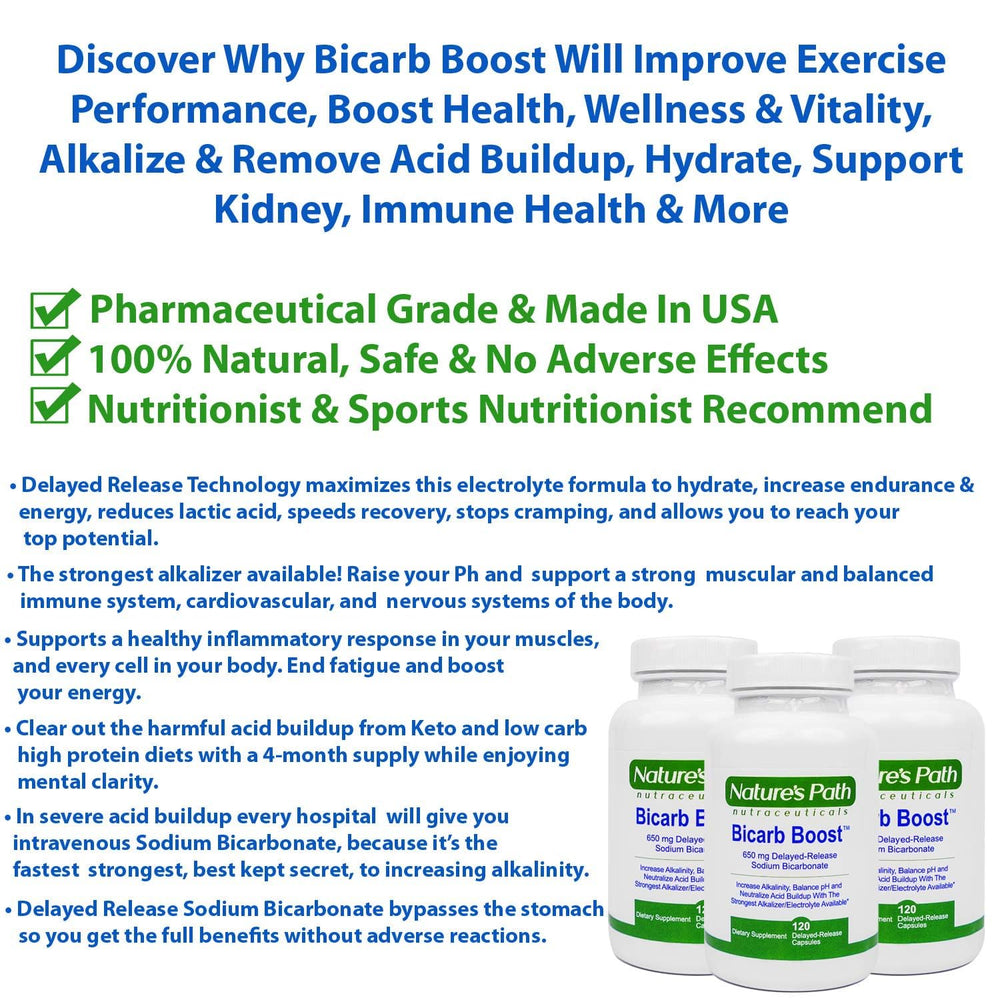 Nature's Path Nutraceuticals sodium bicarbonate 650mg tablets pour demonstrates easy pre-workout dosing.