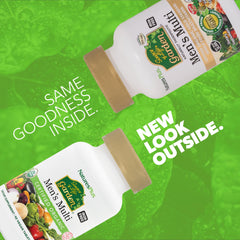 Nature's Plus Source of Life Garden Men’s Multivitamin bottle back lists organic ingredients.