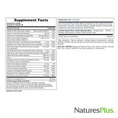 Nature's Plus Source of Life Garden Men’s Multivitamin label close-up with lycopene-rich tomato extract.