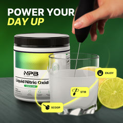 Nature's Pure Blend arginine citrulline powder closeup highlighting key ingredients.