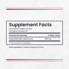 Nature's Pure Blend beet root capsules, nitrate source for nitric oxide support.