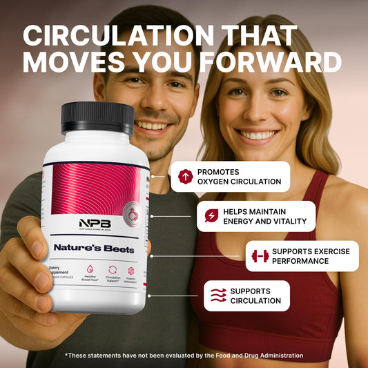 Nature's Pure Blend beet root capsules being poured for on-the-go vitality.