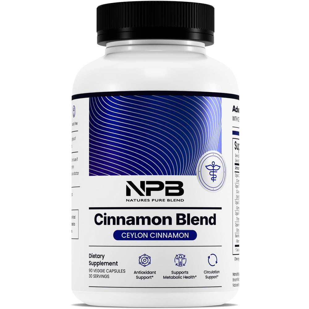 Nature's Pure Blend cinnamon-turmeric bottle highlighting the turmeric-rich formula for daily wellness