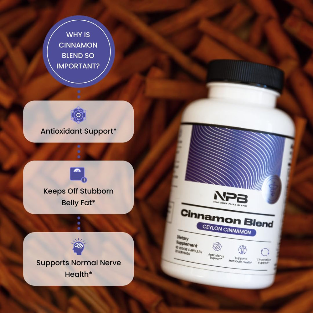 Nature's Pure Blend ingredients scene with cinnamon and turmeric