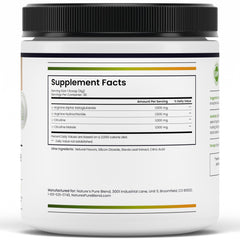 Nature's Pure Blend ingredients listing featuring L-Arginine and L-Citrulline