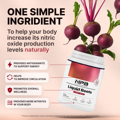 Nature's Pure Blend Liquid Beets glass shows ready-to-drink option for on-the-go vitality.