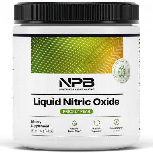 Nature's Pure Blend nitric oxide bottle with pre-workout powder for daily energy