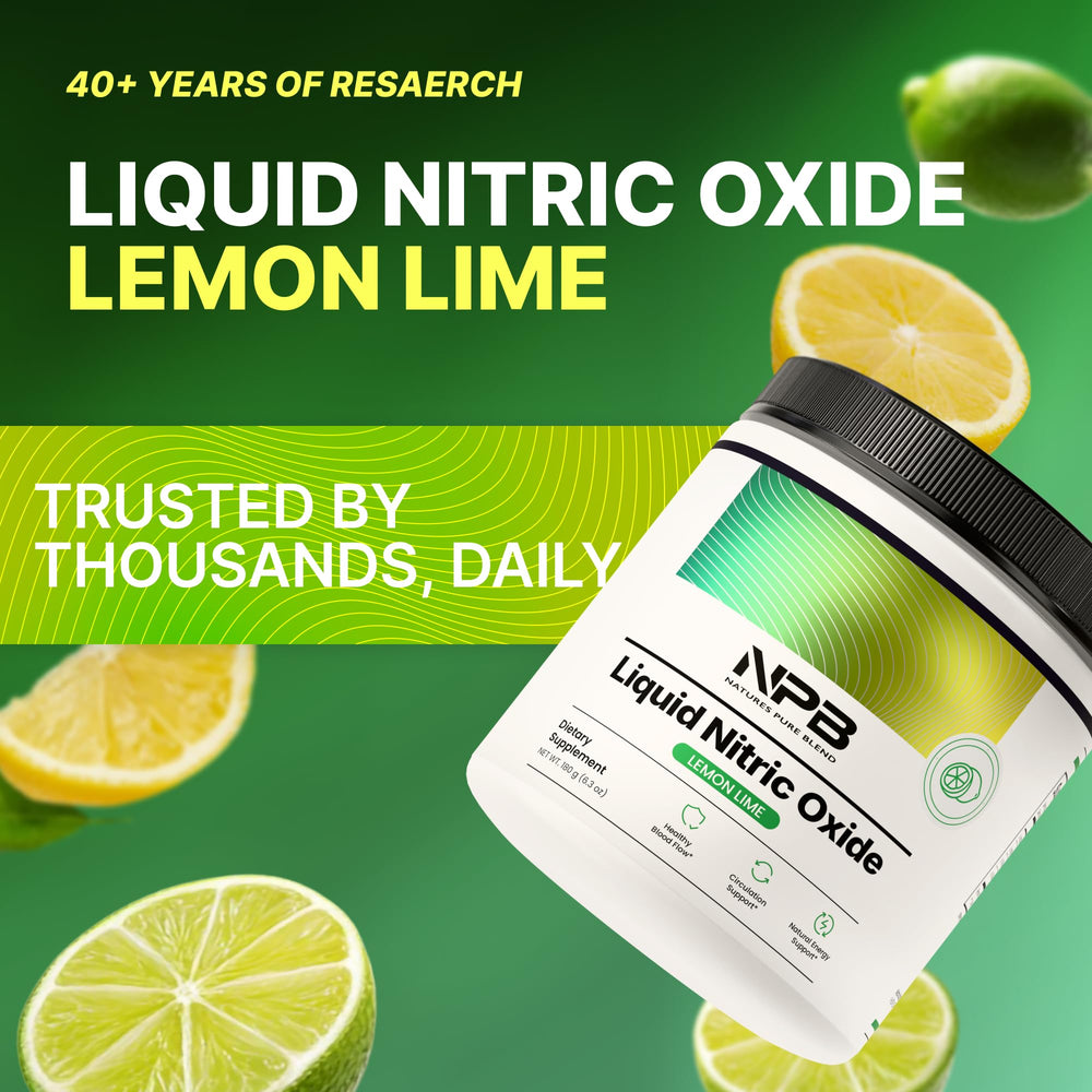 Nature's Pure Blend liquid nitric oxide mixed in water in a glass for preworkout use.