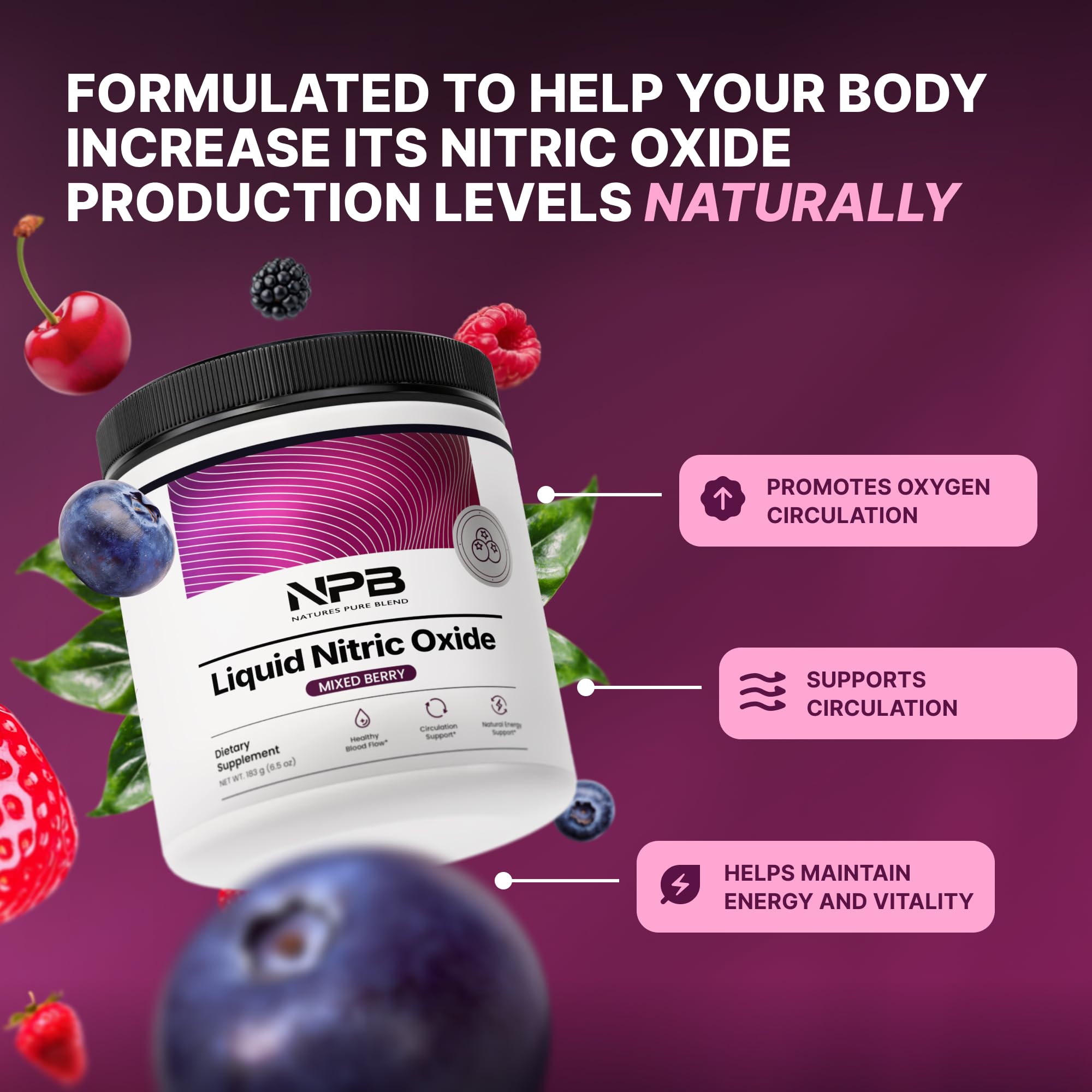 Nature's Pure Blend nitric oxide pour enables quick pre-workout mixing
