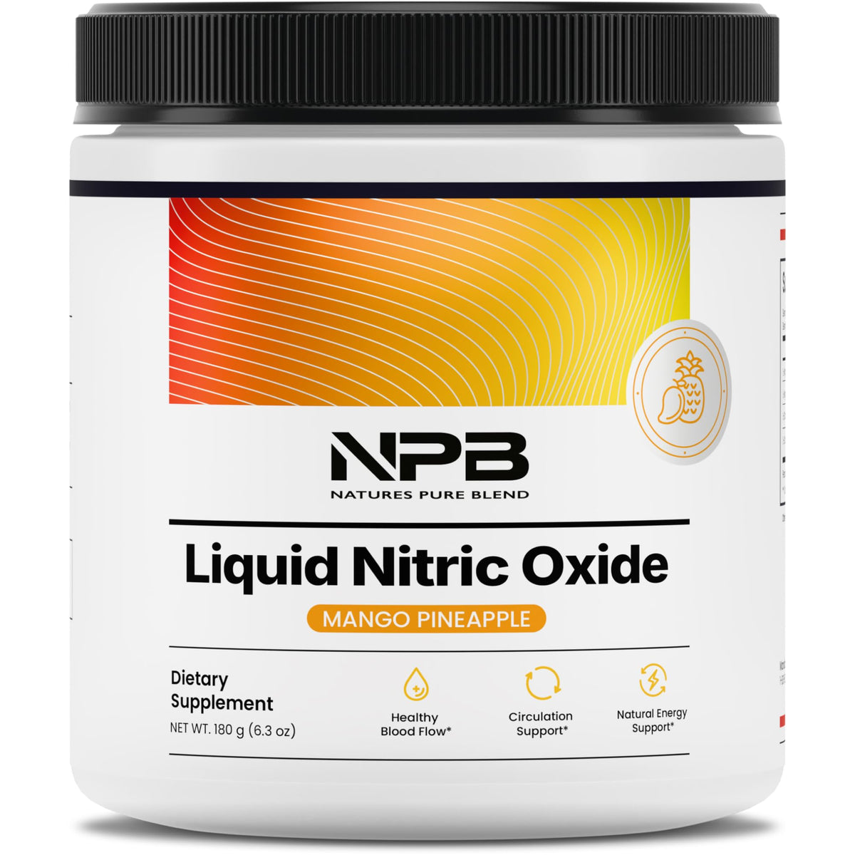 Nature's Pure Blend Liquid Nitric Oxide bottle showcases a clean formula for nitric oxide support