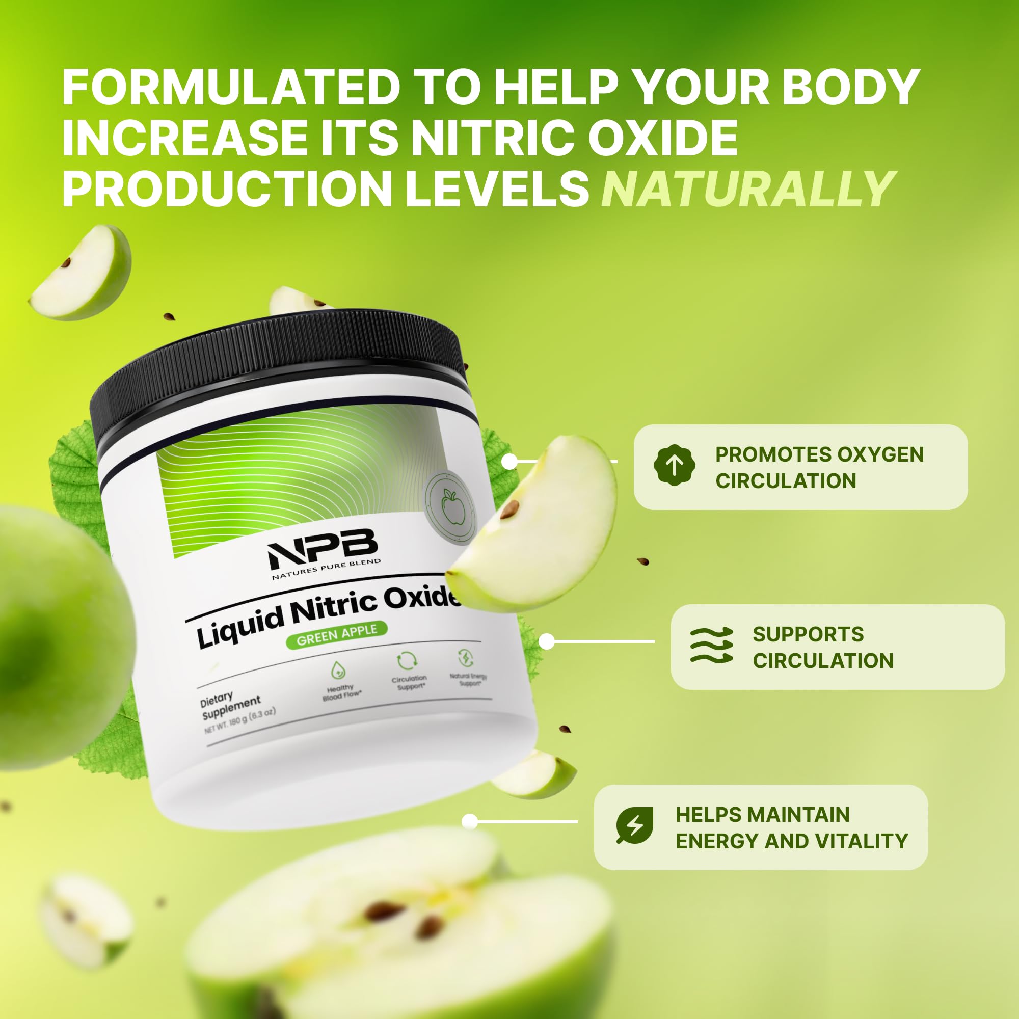 Nature's Pure Blend powder scoop shows easy mixing and fast absorption