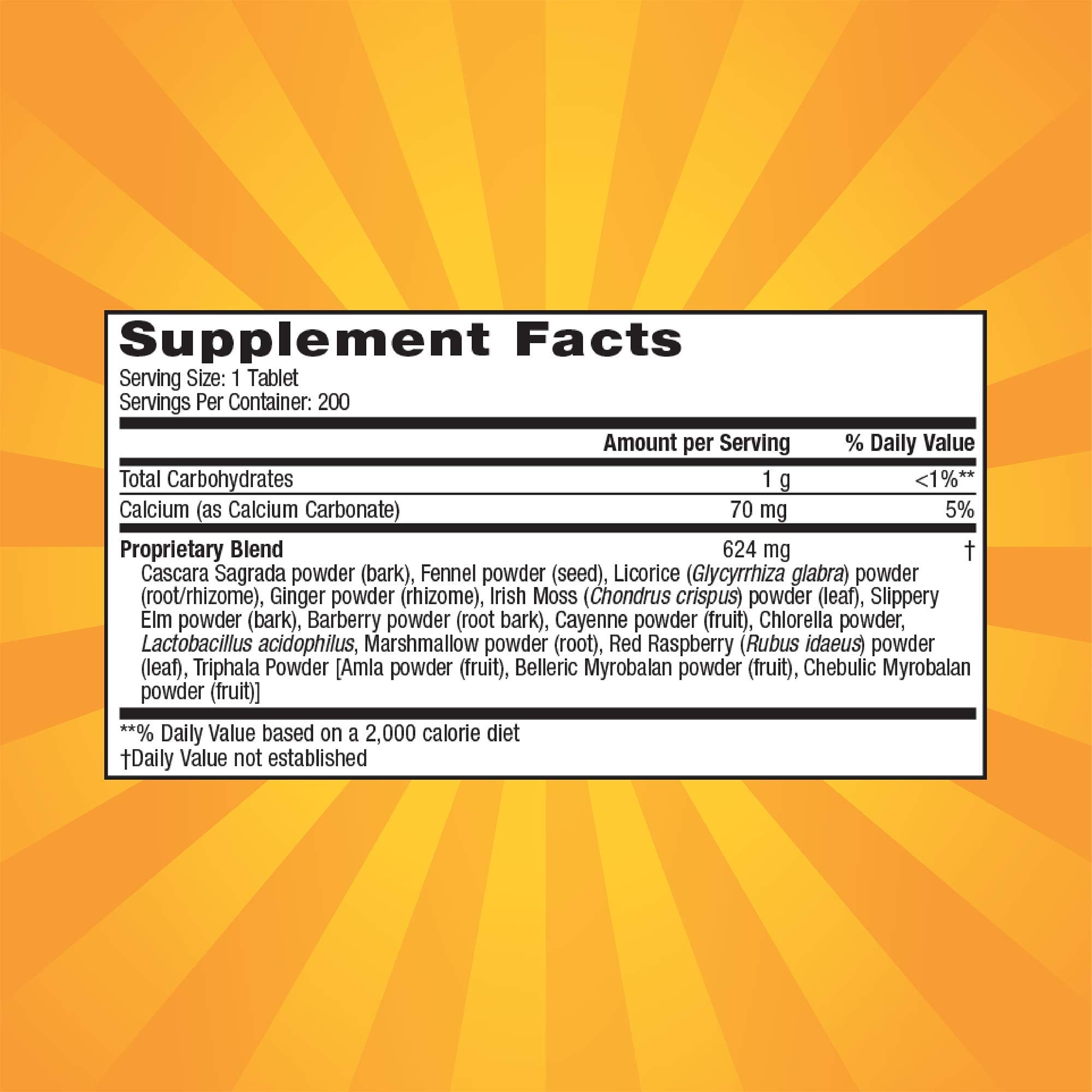 Nature's Secret Super Cleanse bottle back with usage directions and herbal blend details.