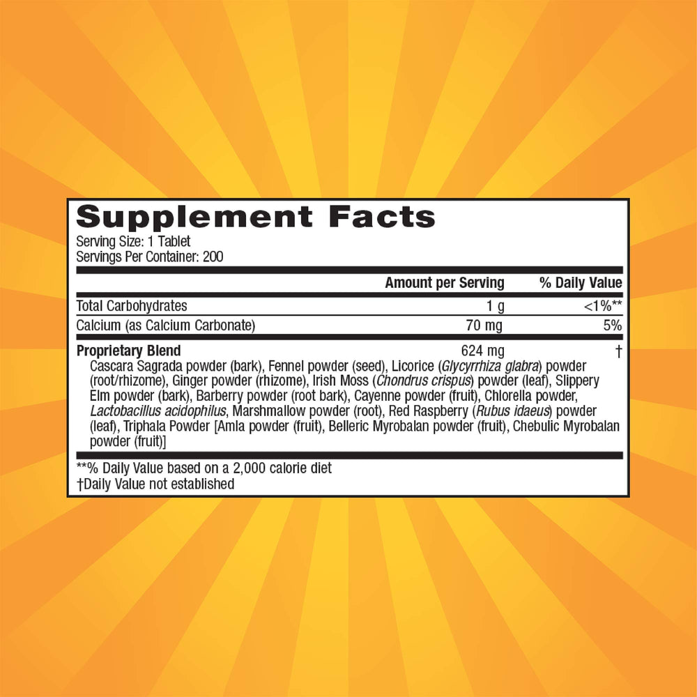 Nature's Secret Super Cleanse bottle back with usage directions and herbal blend details.