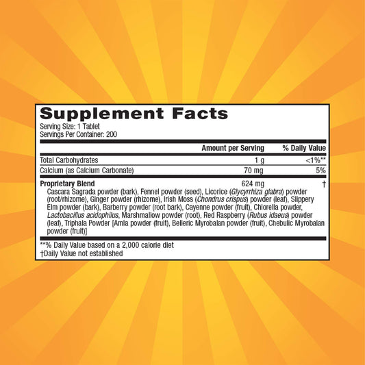 Nature's Secret Super Cleanse bottle back with usage directions and herbal blend details.