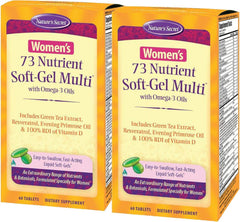 Nature's Secret Women's 73 Nutrient Soft-Gel Multi bottle supports daily wellness with a complete nutrient mix.