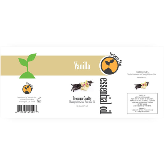 Natures-Star vanilla essential oil bottle with flip cap for mess-free storage.