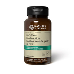 Nature's Sunshine Cats Claw bottle showing capsules for immune support and digestive wellness.