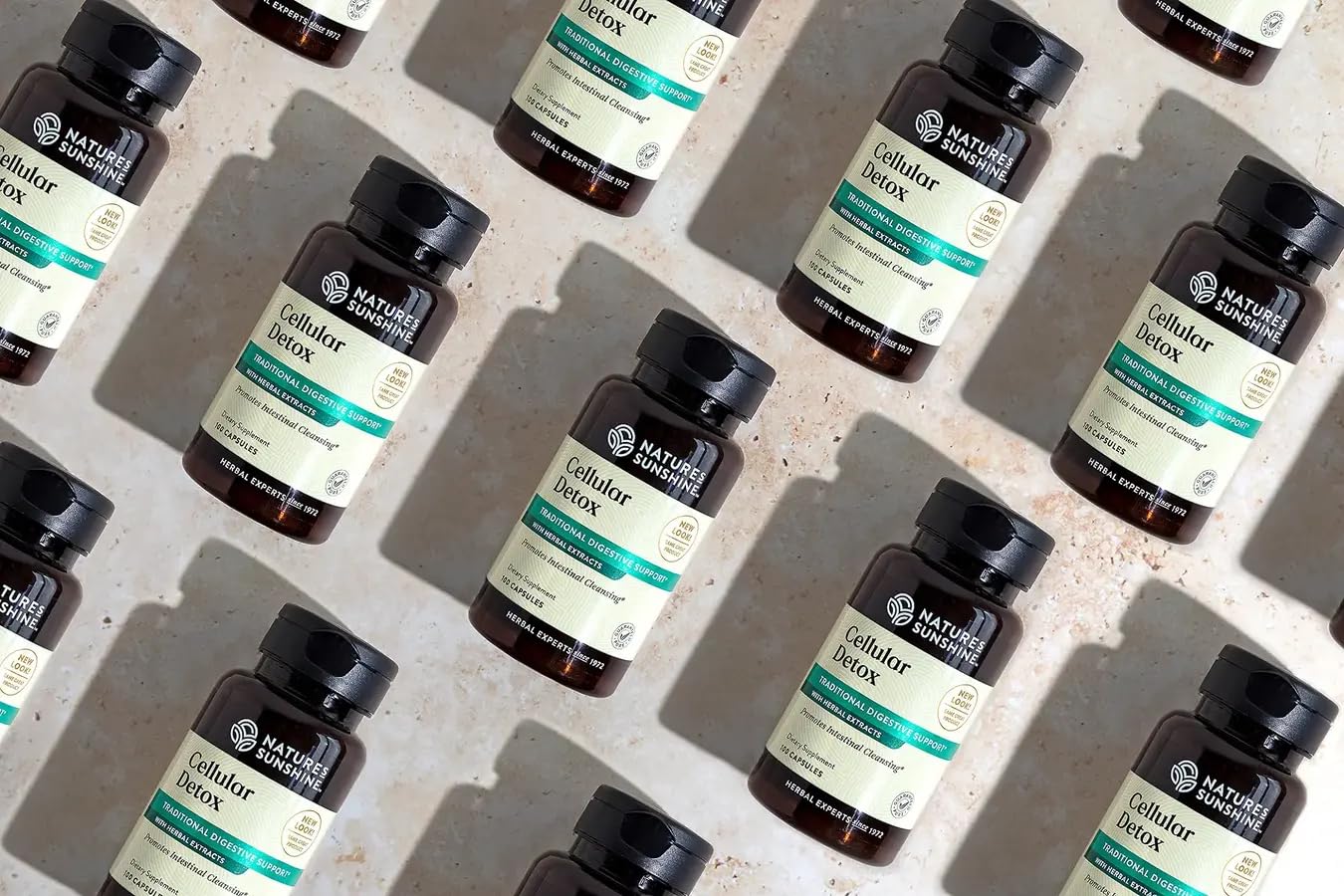 Nature's Sunshine Cellular Detox ingredient list featuring gentian and cascara sagrada for digestion