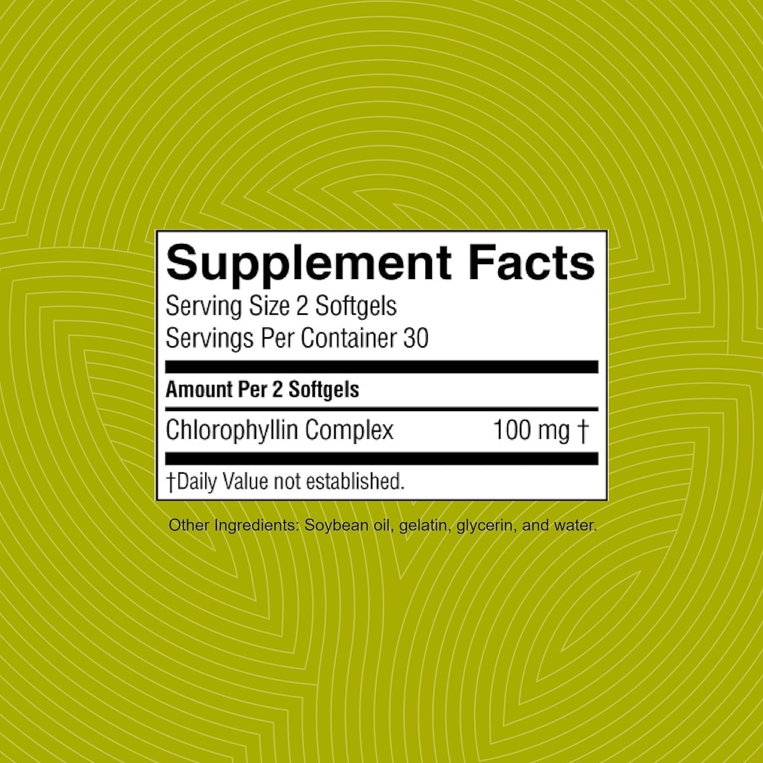 Nature's Sunshine Chlorophyll bottle with clear informative labeling.