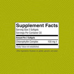 Nature's Sunshine Chlorophyll bottle with clear informative labeling.