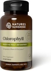 Nature's Sunshine Chlorophyll softgel bottle promoting digestion support.