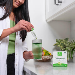 On-the-go Nature's Sunshine chlorophyll stick lime twist in a convenient pack