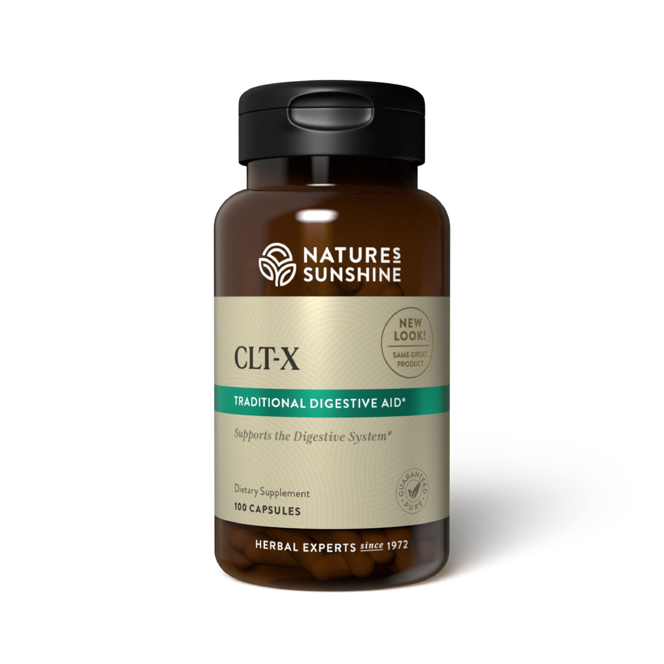 Nature's Sunshine CLT-X capsules bottle front for digestive support.