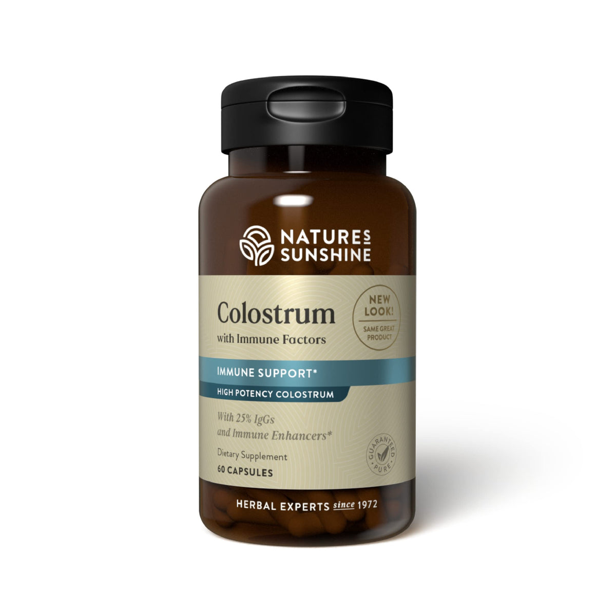 Nature's Sunshine Colostrum with Immune Factors bottle front showing the label for immune support