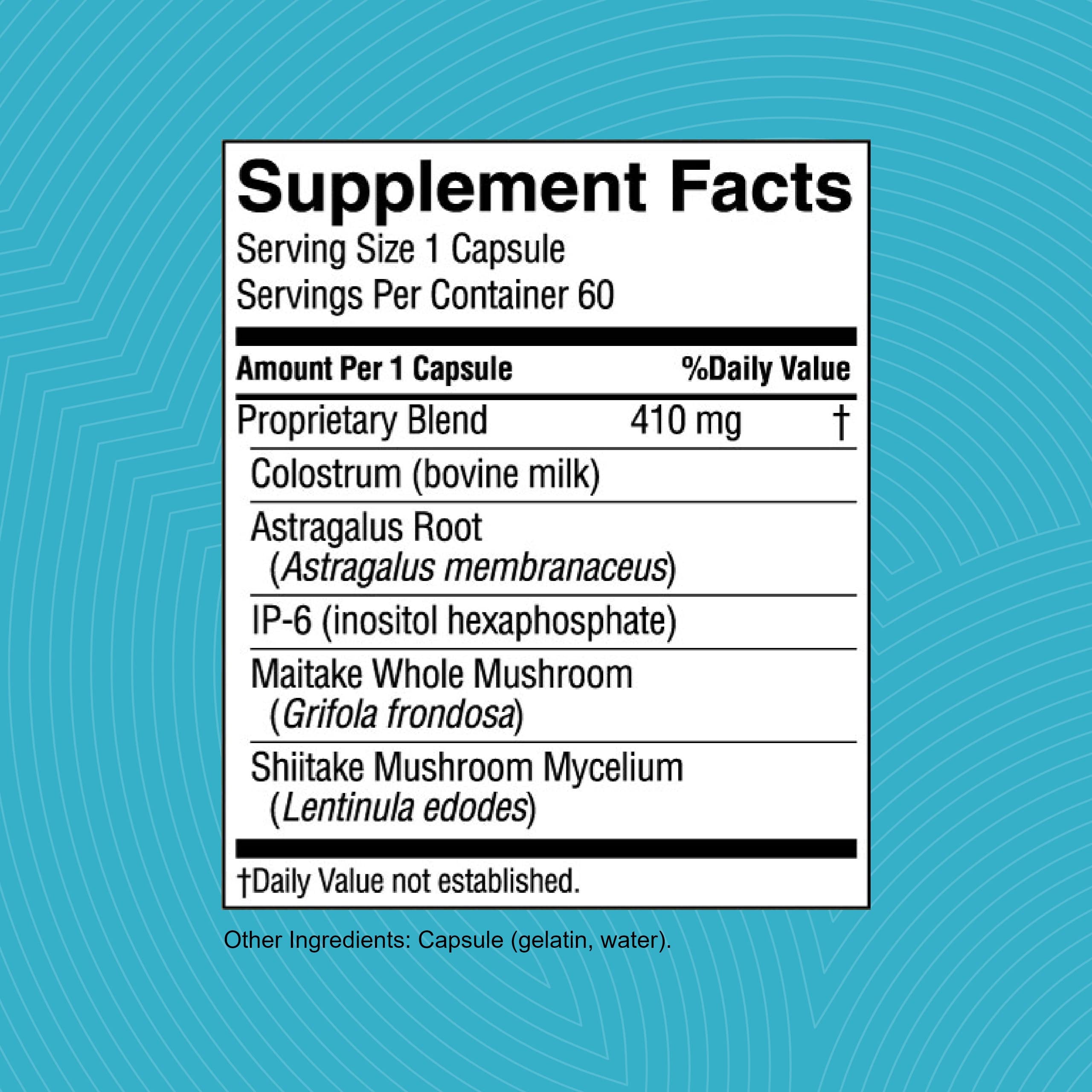 Bottle pour view of Nature's Sunshine Colostrum with Immune Factors for daily use
