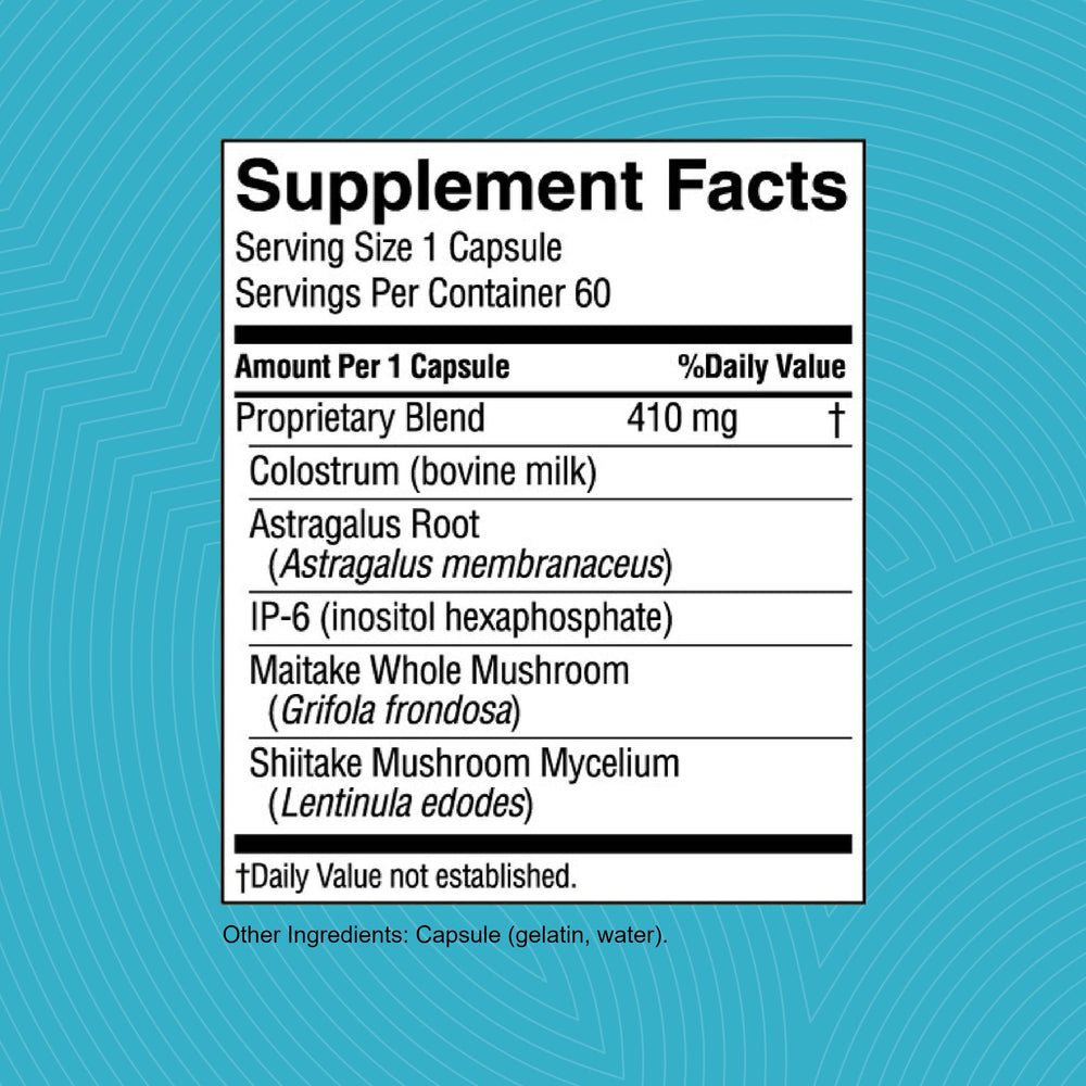 Bottle pour view of Nature's Sunshine Colostrum with Immune Factors for daily use