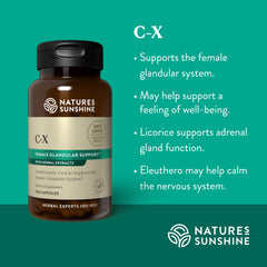 Packaging of Nature's Sunshine C-X on a clean counter for easy daily use.