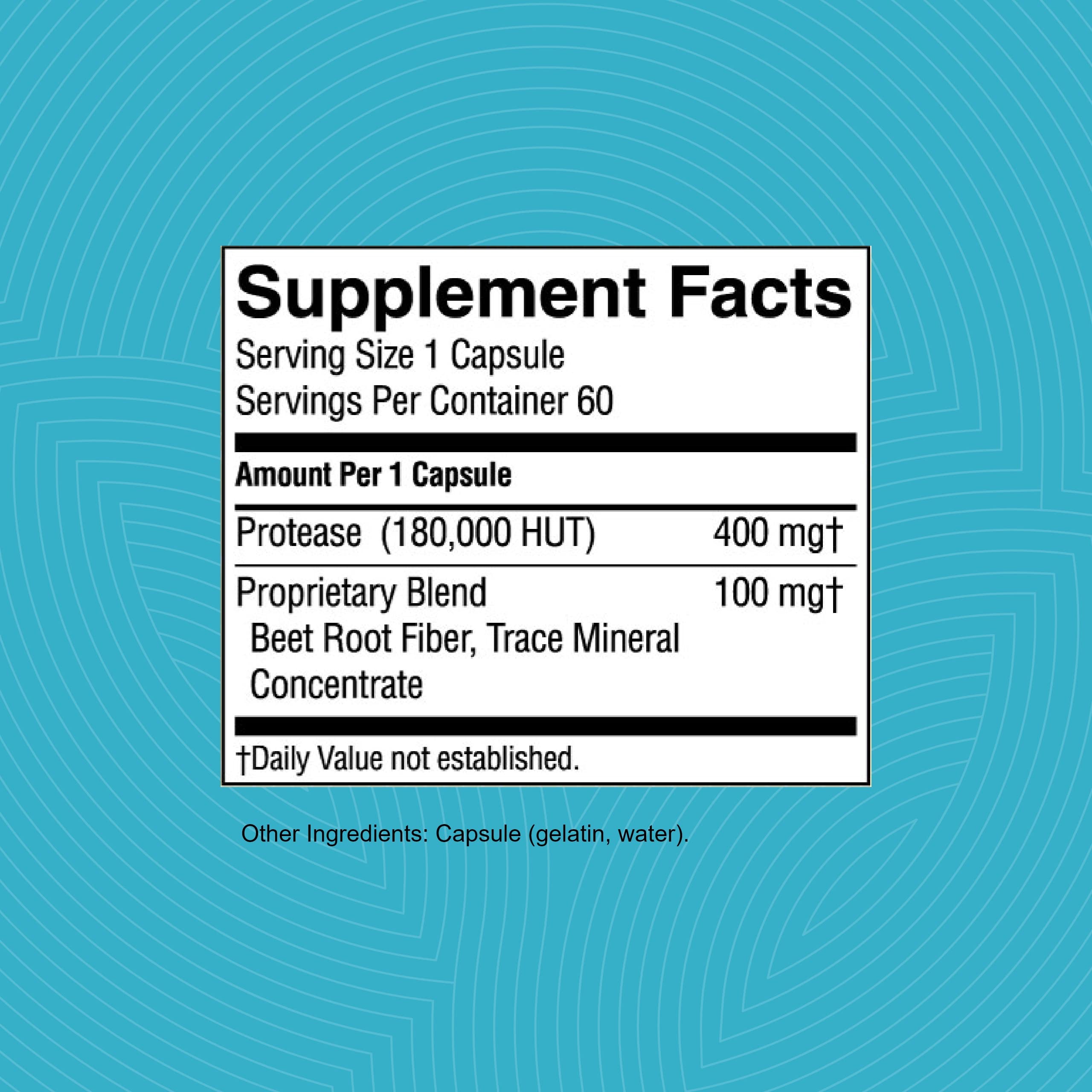 Nature's Sunshine High Potency Protease capsules closeup highlighting easy-to-take format.