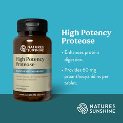 Nature's Sunshine High Potency Protease label detail reveals key ingredients.