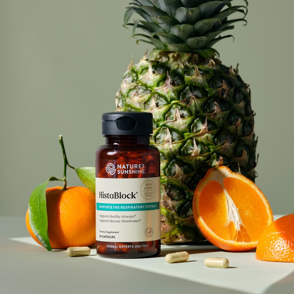 Nature's Sunshine HistaBlock bottle on counter ready for everyday use