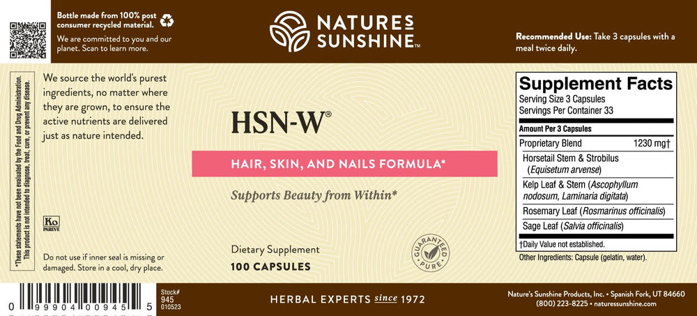 Nature's Sunshine HSN-W manufacturing facility image underscores in-house standards.
