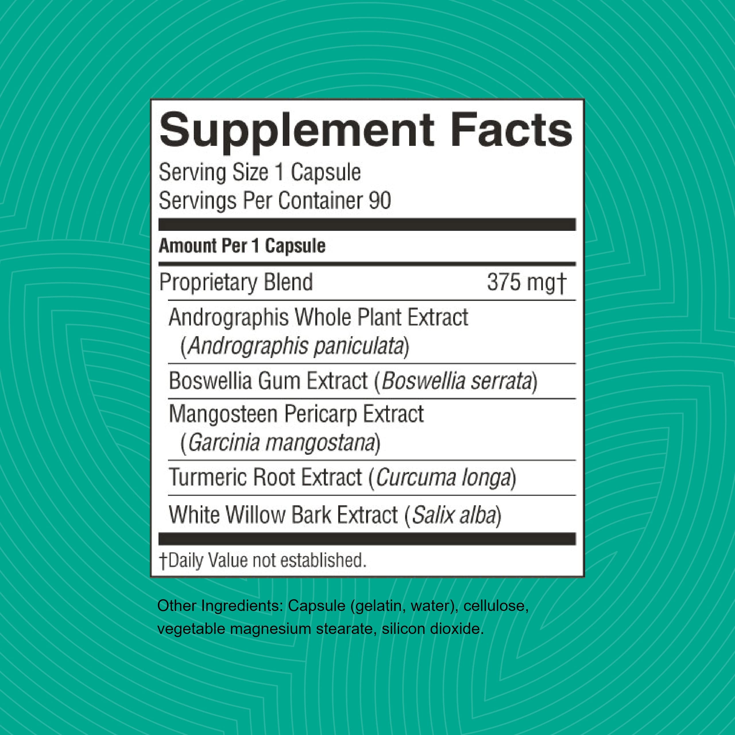 Nature's Sunshine IF Relief label close-up — turmeric and mangosteen ingredients highlighted.