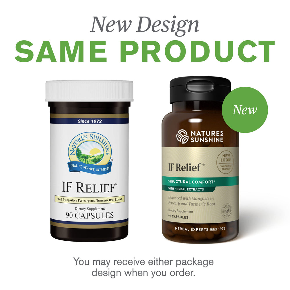 Nature's Sunshine IF Relief packaging eco-friendly — sustainability in daily wellness.