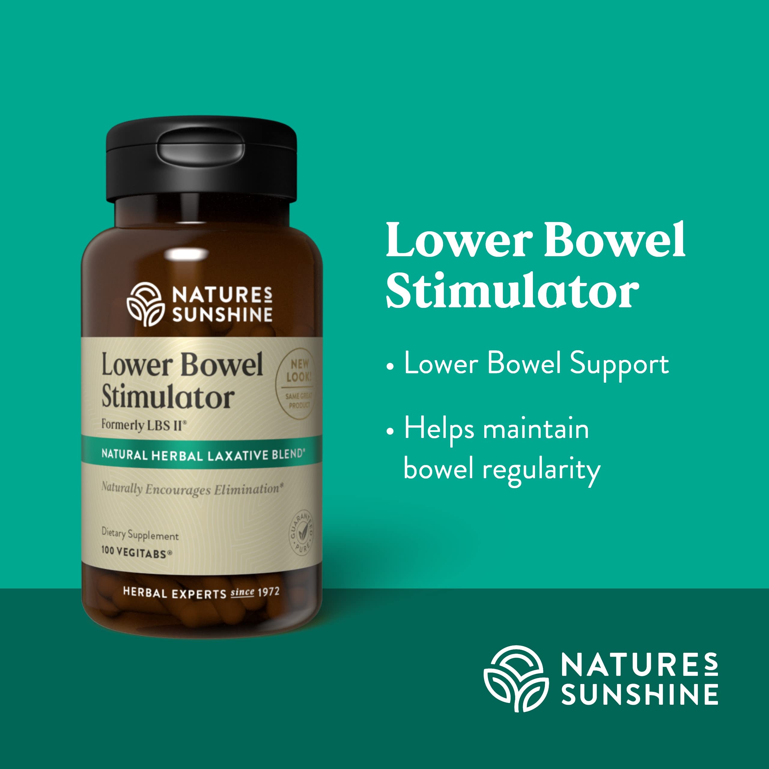 Nature's Sunshine Lower Bowel Stimulator ingredients highlight natural herbal blends.