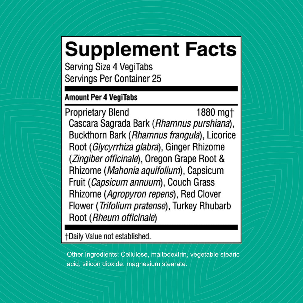 Nature's Sunshine Lower Bowel Stimulator label shows ingredients and usage at a glance.