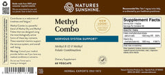 Closeup of the nutrition panel on Nature's Sunshine Methyl Combo bottle