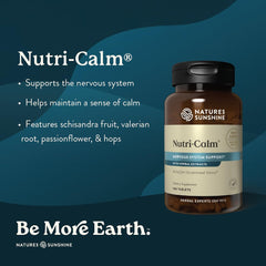 Nutri-Calm bottle back label highlights ingredients supporting mood and nervous system balance