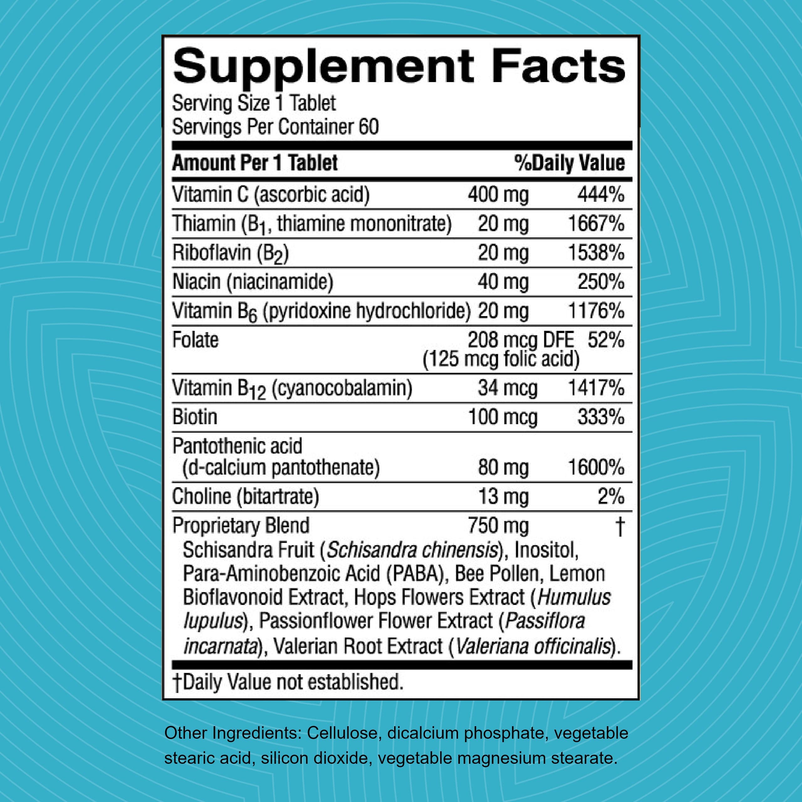 Nutri-Calm bottle with water, convenient daily support for calm moments.