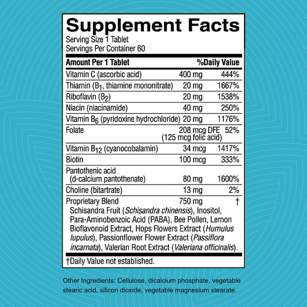 Nutri-Calm bottle with water, convenient daily support for calm moments.
