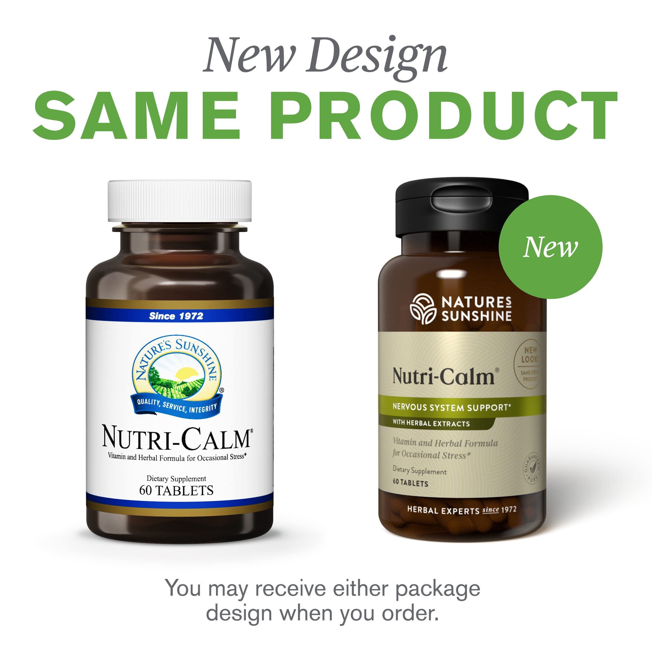 Nutri-Calm tablets on a desk, calm between tasks during workday.