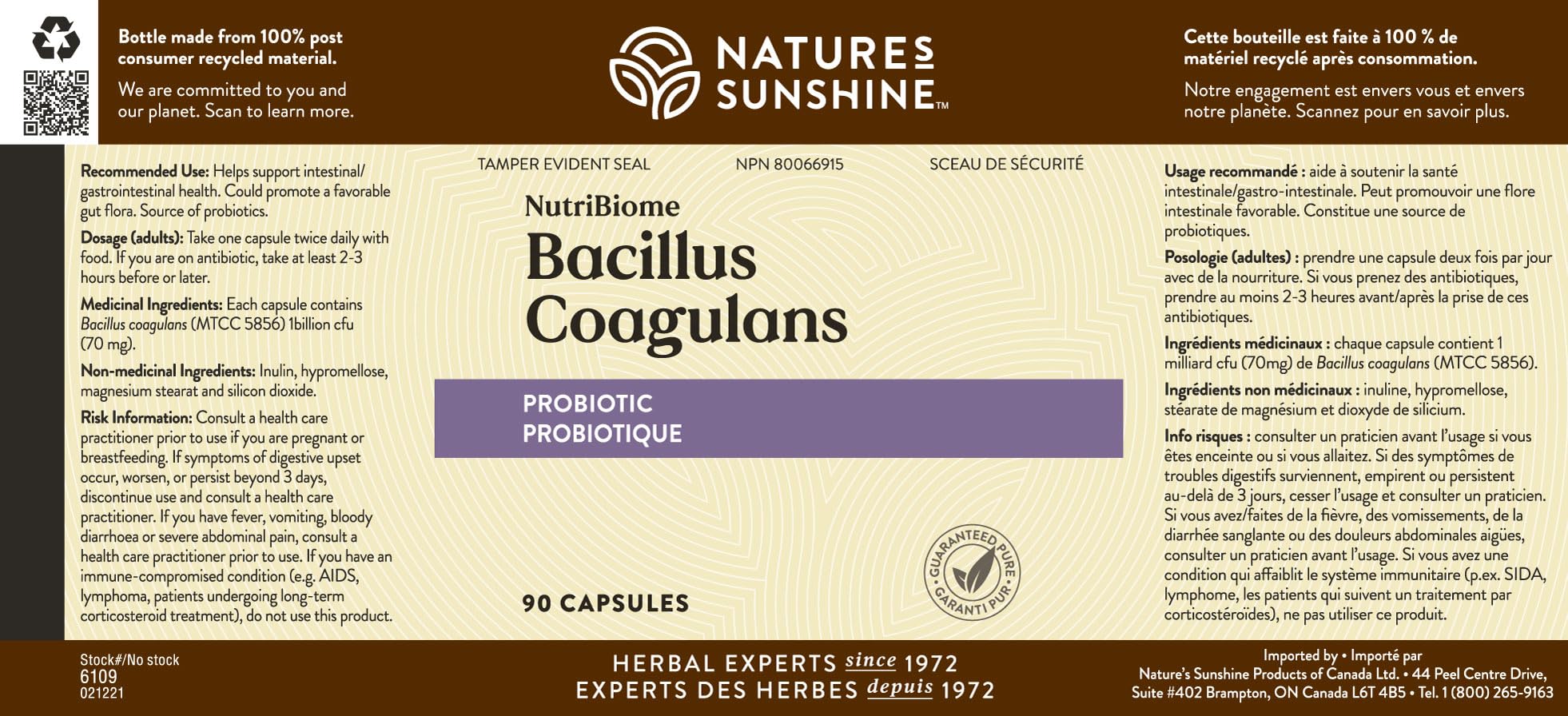 Nature's Sunshine NutriBiome bottle pour showing convenient on-the-go access.