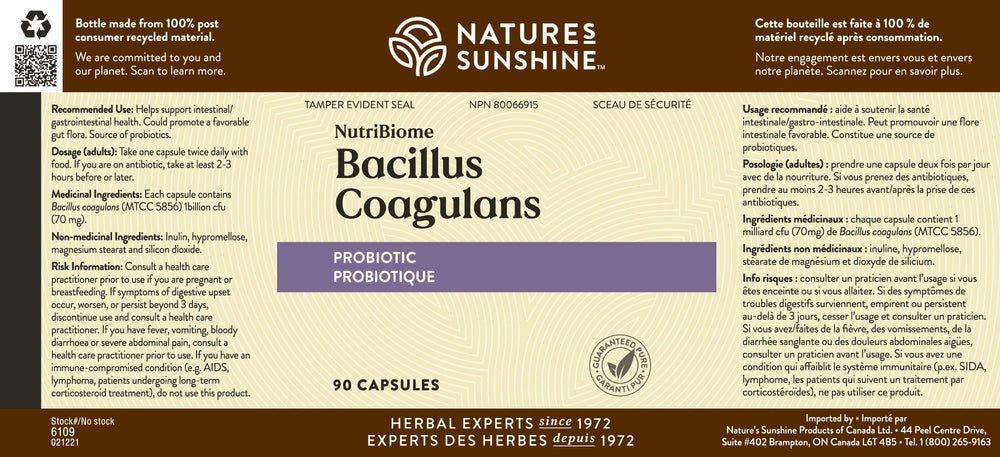 Nature's Sunshine NutriBiome bottle pour showing convenient on-the-go access.