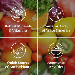 Nature's Sunshine plant nutrients closeup featuring asparagus, broccoli, and kelp.