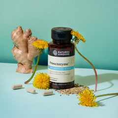Close-up of Proactazyme capsules highlighting plant-sourced enzymes