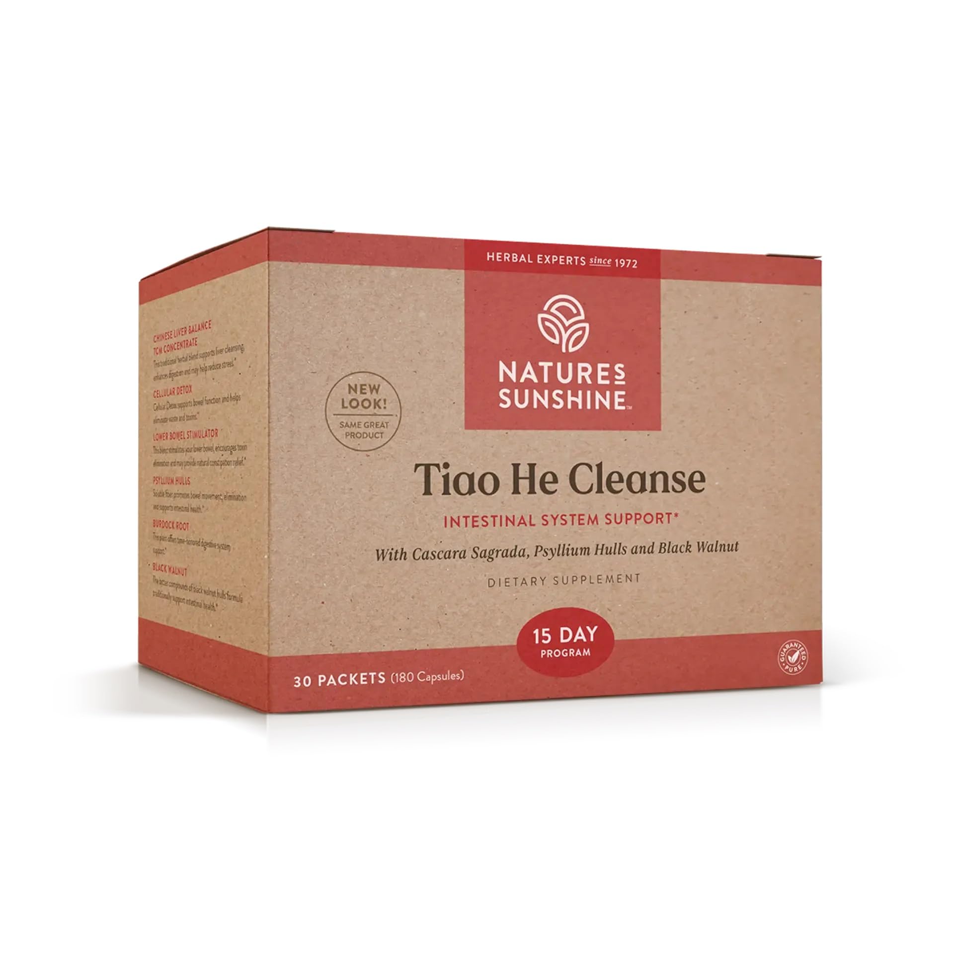 Nature's Sunshine Tiao He Herbal Cleanse bottle front for digestive support.